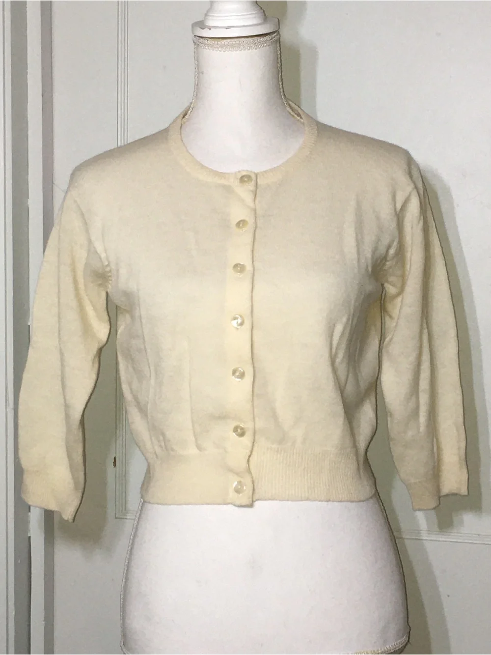 Urban Outfitters Sweet Pea Soft Cream Button-Front Lambswool Cardigan